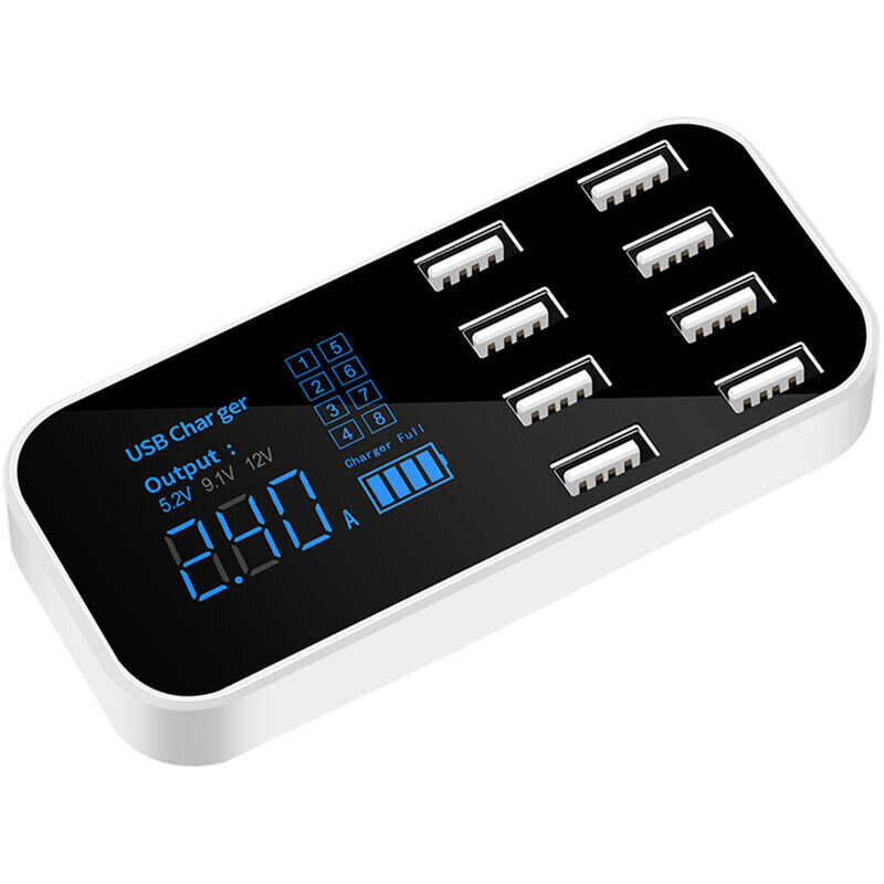 A9S nopea autolaturi 8-porttinen Multi USB LCD-näyttö puhelinlaturi 12V USB-keskitin puhelimen tabletin DVR:lle, musta hinta ja tiedot | Paristolaturit | hobbyhall.fi