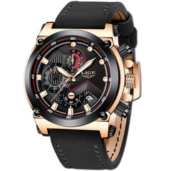 Miesten muoti Sport Quartz Strap Musta nahkaranneke hinta ja tiedot | Kellot | hobbyhall.fi