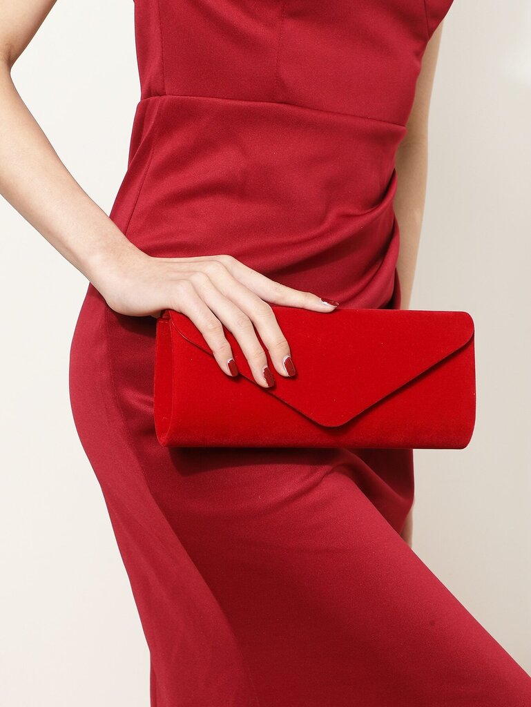 Red Velvet Clutch Bag V-muotoisella läppäsuojalla hinta ja tiedot | Naisten laukut | hobbyhall.fi