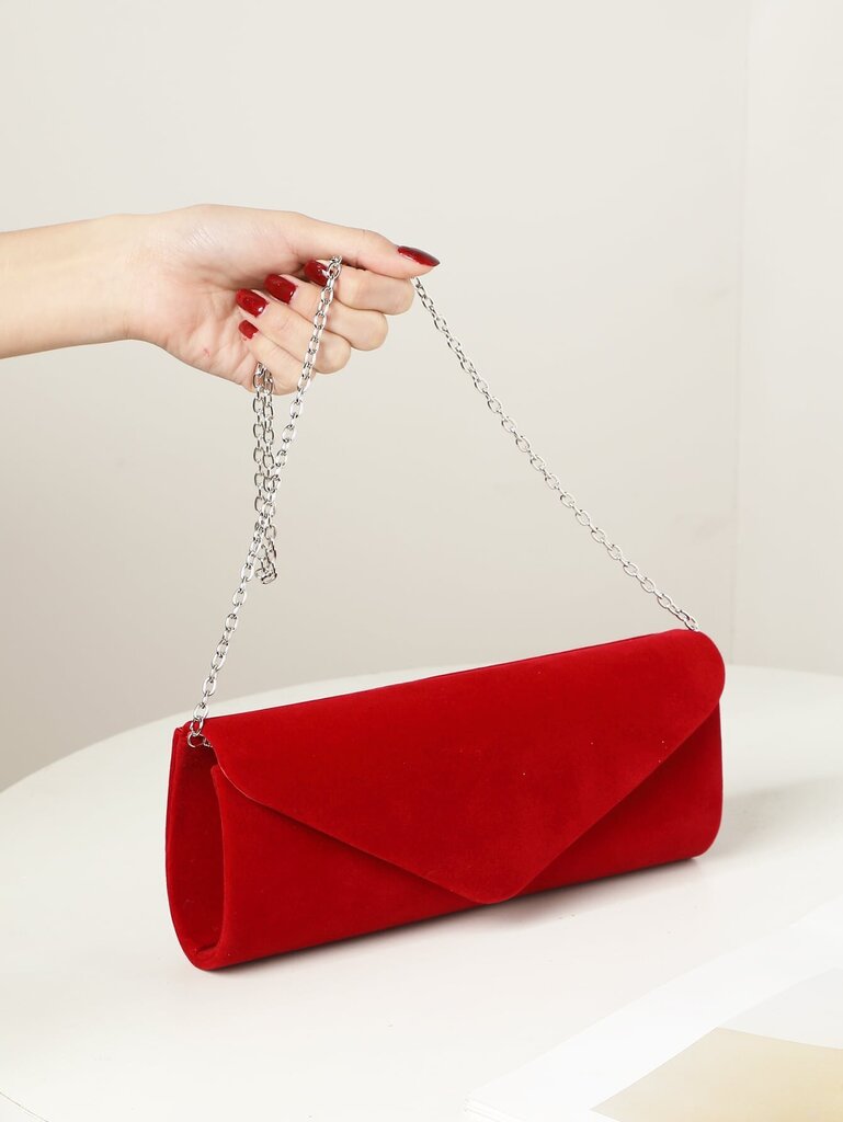 Red Velvet Clutch Bag V-muotoisella läppäsuojalla hinta ja tiedot | Naisten laukut | hobbyhall.fi