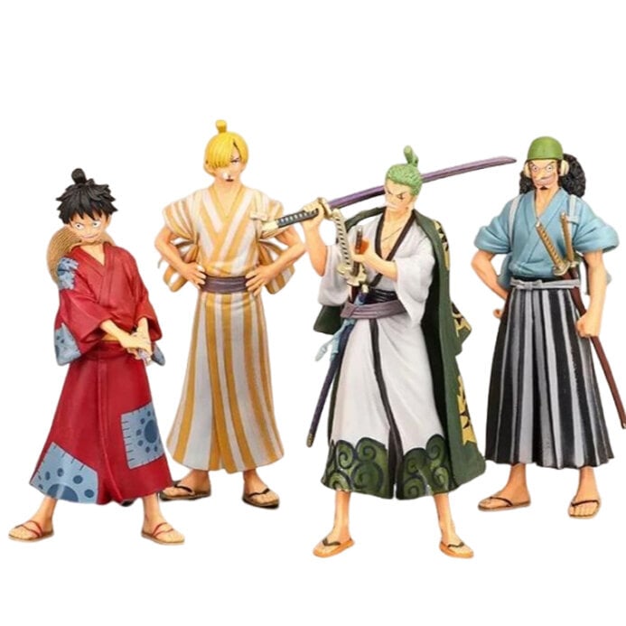 4 kpl 18cm One Piece Anime figuuri Luffy Zoro Chopper Nami Toimintafiguuri Land of Wano Lelut hinta ja tiedot | Pienoismallit | hobbyhall.fi