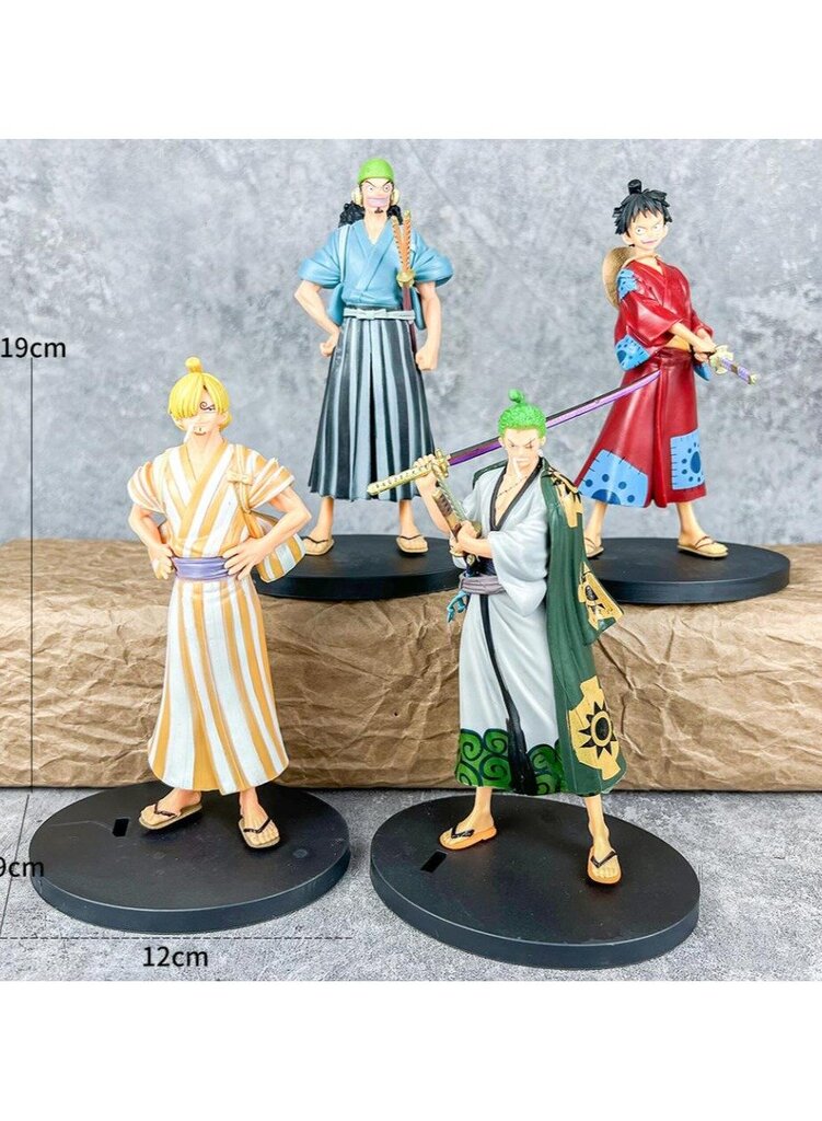 4 kpl 18cm One Piece Anime figuuri Luffy Zoro Chopper Nami Toimintafiguuri Land of Wano Lelut hinta ja tiedot | Pienoismallit | hobbyhall.fi