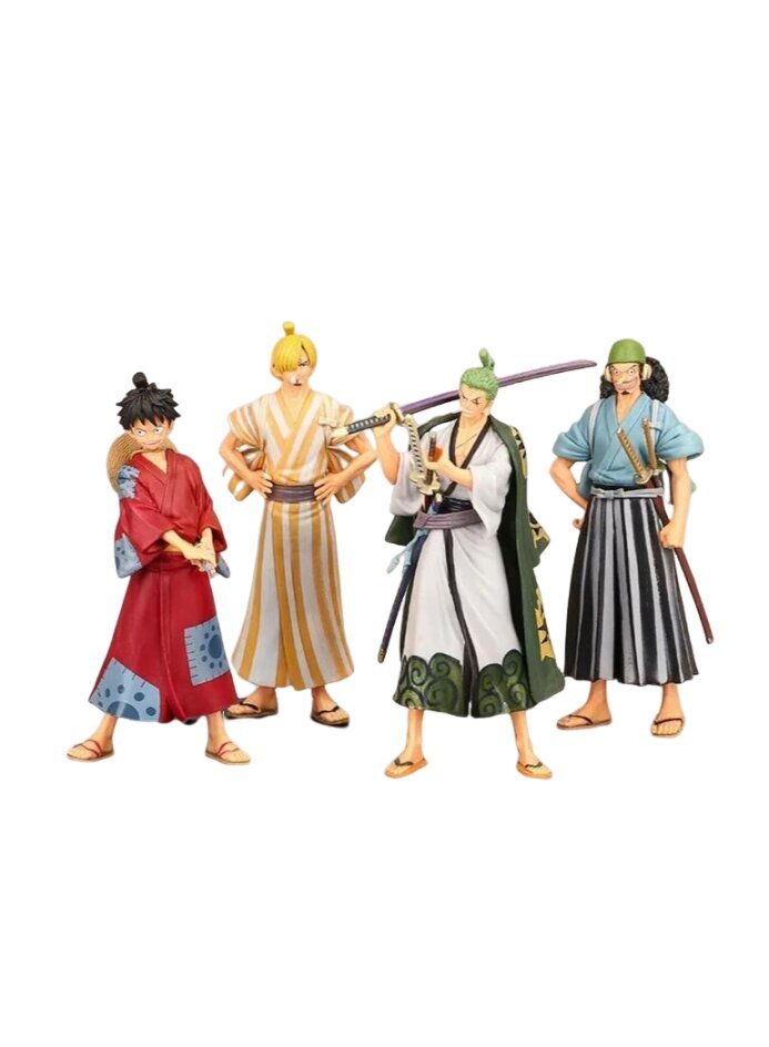 4 kpl 18cm One Piece Anime figuuri Luffy Zoro Chopper Nami Toimintafiguuri Land of Wano Lelut hinta ja tiedot | Pienoismallit | hobbyhall.fi