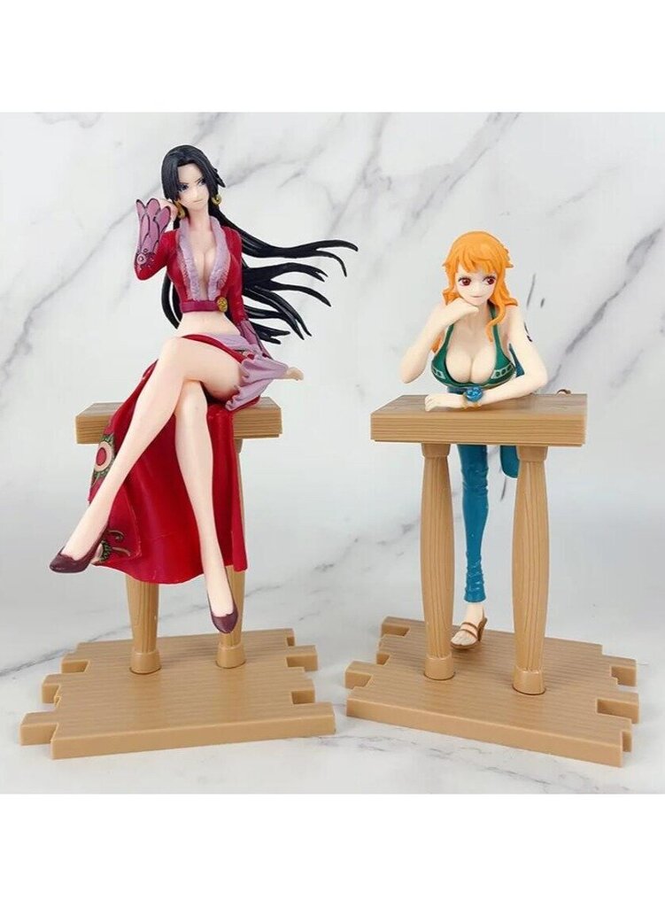 4 kpl Anime One Piece Luffy Ace Nami Hancock Figure Bar asento Istuma-asento Action Figure PVC Model Doll, 17-22cm hinta ja tiedot | Pienoismallit | hobbyhall.fi