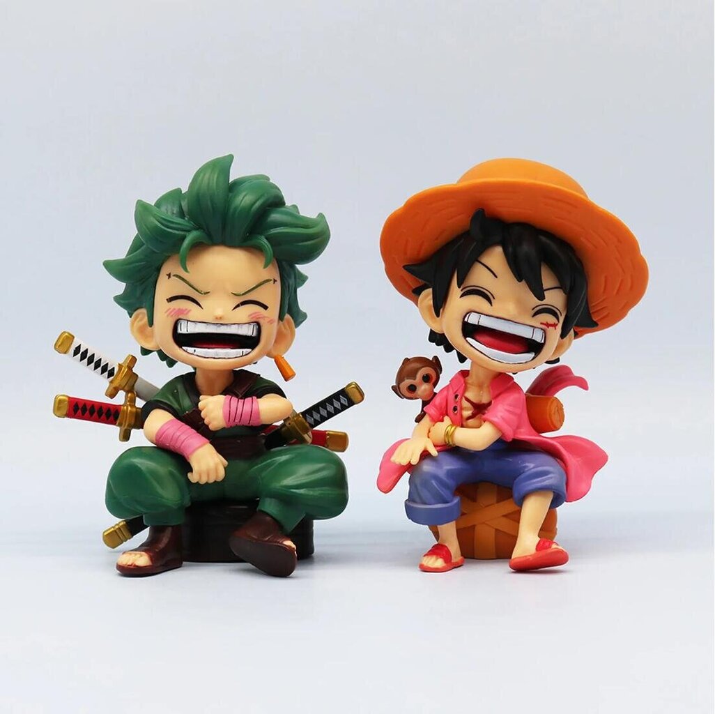 2 kpl 13cm One Piece Anime Figure Istuva Luffy Naurava Toimintafiguuri Kawaii Sanji Zoro Figurine Huone Auto Koristeet Collection Lelut hinta ja tiedot | Pienoismallit | hobbyhall.fi