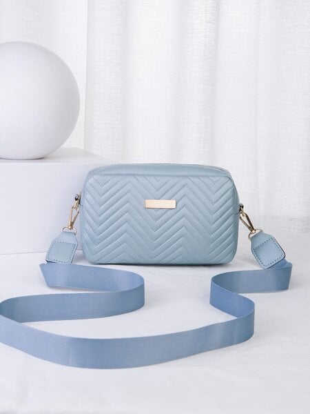 Mini Chevron & Metal Detail Neliömäinen Laukku Mini Muoti Tikattu Crossbody Laukku, Trendikäs PU Olkalaukku, Naisten Casual Käsilaukku & Puhelin Kukkaro