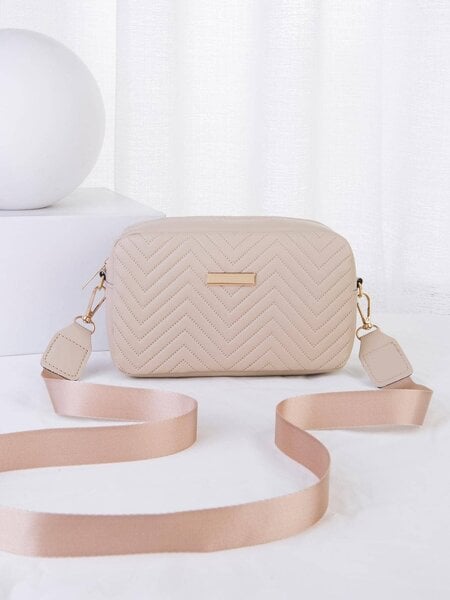 Mini Chevron & Metal Detail Neliömäinen Laukku Mini Muoti Tikattu Crossbody Laukku, Trendikäs PU Olkalaukku, Naisten Casual Käsilaukku & Puhelin Kukkaro