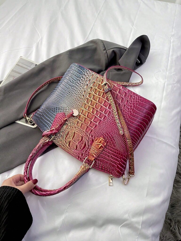 Ombre Crocodile kohokuvioitu käsilaukku, klassinen Crossbody -laukku, naisten nahkainen laukku hinta ja tiedot | Naisten laukut | hobbyhall.fi