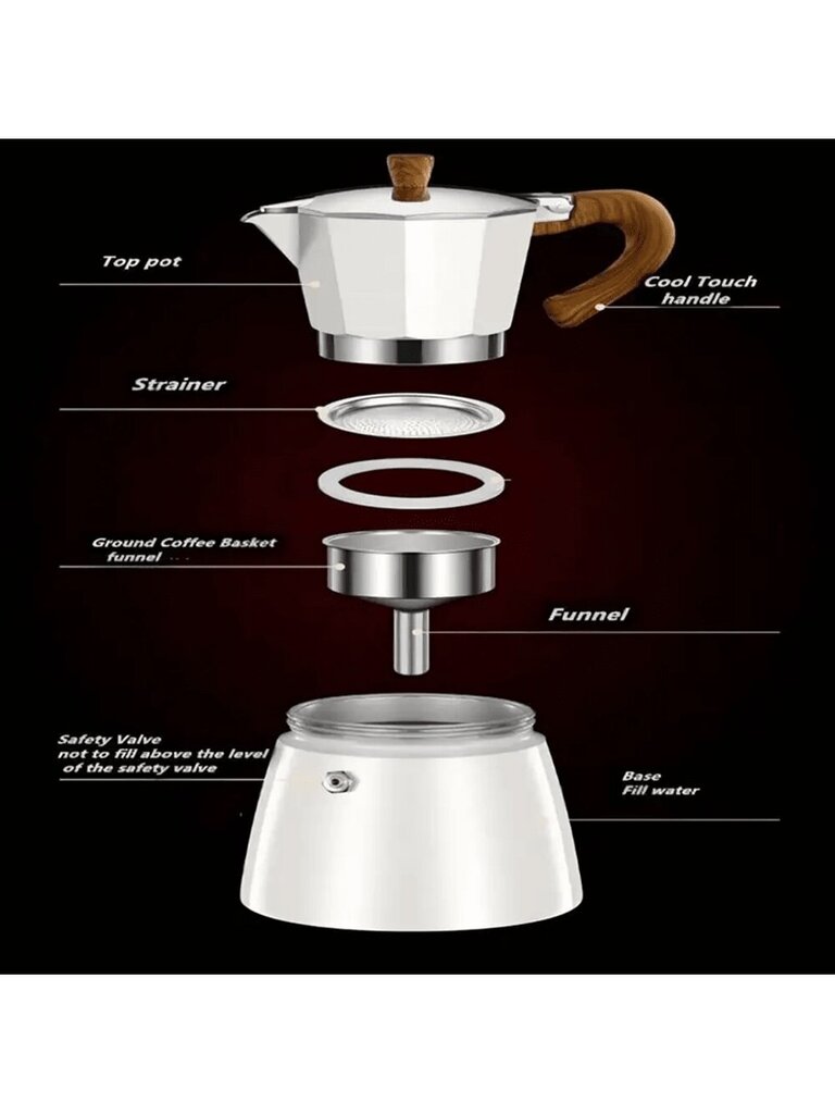 150/300 ml Moka Pot alumiininen espressokahvinkeitin Klassinen italialainen alumiininen Moka vedenkeitin puisella kahvalla hinta ja tiedot | Intiimipesutuotteet | hobbyhall.fi