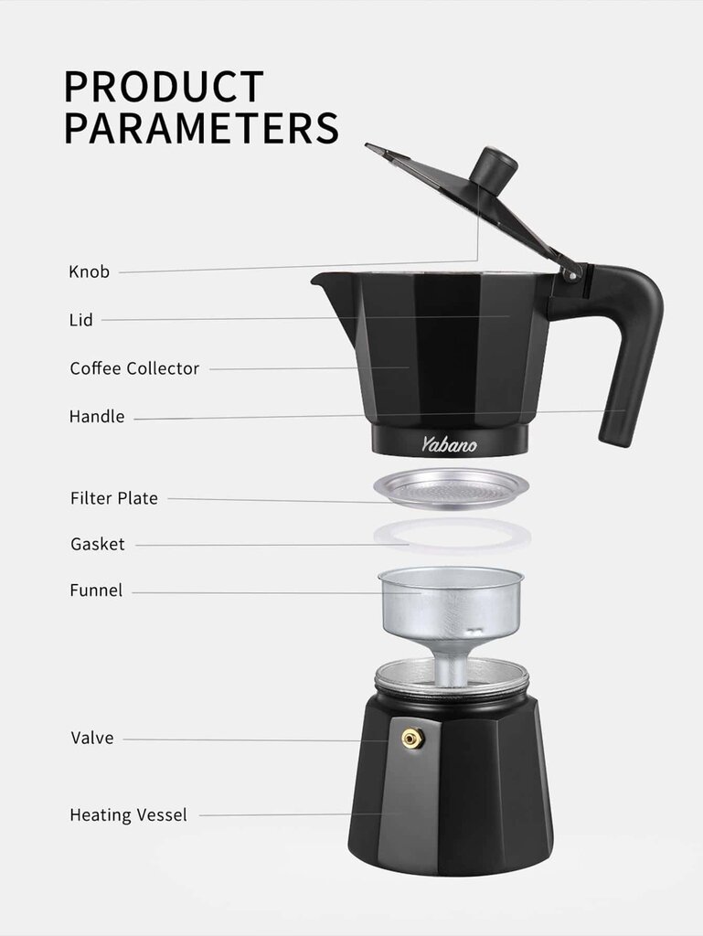 Yabano Stovetop Espressokeitin, Moka Coffee Pot Italialainen espresso kaasu- tai sähköliesi keraaminen liesi, italialainen kahvinkeitin cappuccinolle tai lattelle hinta ja tiedot | Kahvipannut ja teekannut | hobbyhall.fi