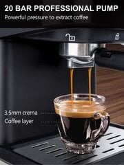 ICUIRE 20 baarin espressokeitin maidonvaahdottimella, puoliautomaattiset espresso-/latte-/cappuccinokoneet kotibaristalle, toimistolle, 1,5 l/50 unssia irrotettavalla W hinta ja tiedot | Intiimipesutuotteet | hobbyhall.fi