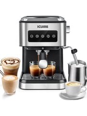 ICUIRE 20 baarin espressokeitin maidonvaahdottimella, puoliautomaattiset espresso-/latte-/cappuccinokoneet kotibaristalle, toimistolle, 1,5 l/50 unssia irrotettavalla W hinta ja tiedot | Intiimipesutuotteet | hobbyhall.fi