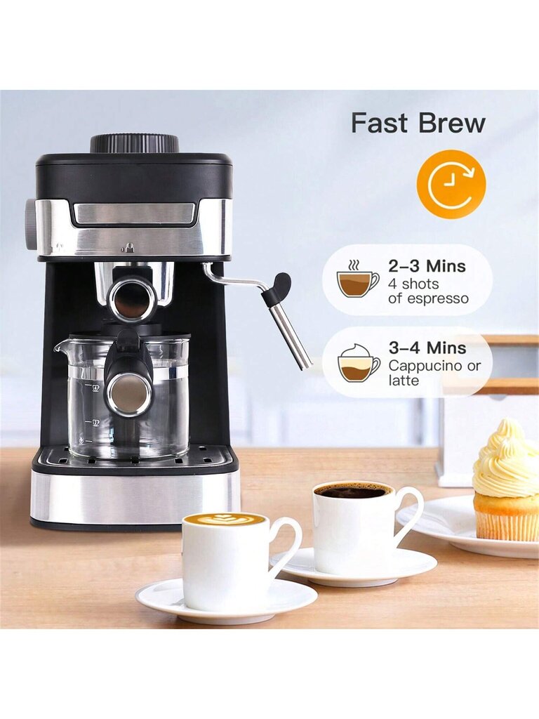 HOMM-kahvinkeitin, espressokeitin, höyryespressokahvinkeitin maidonvaahdottimella, uusi 1-4 kuppia Expresso Black hinta ja tiedot | Intiimipesutuotteet | hobbyhall.fi