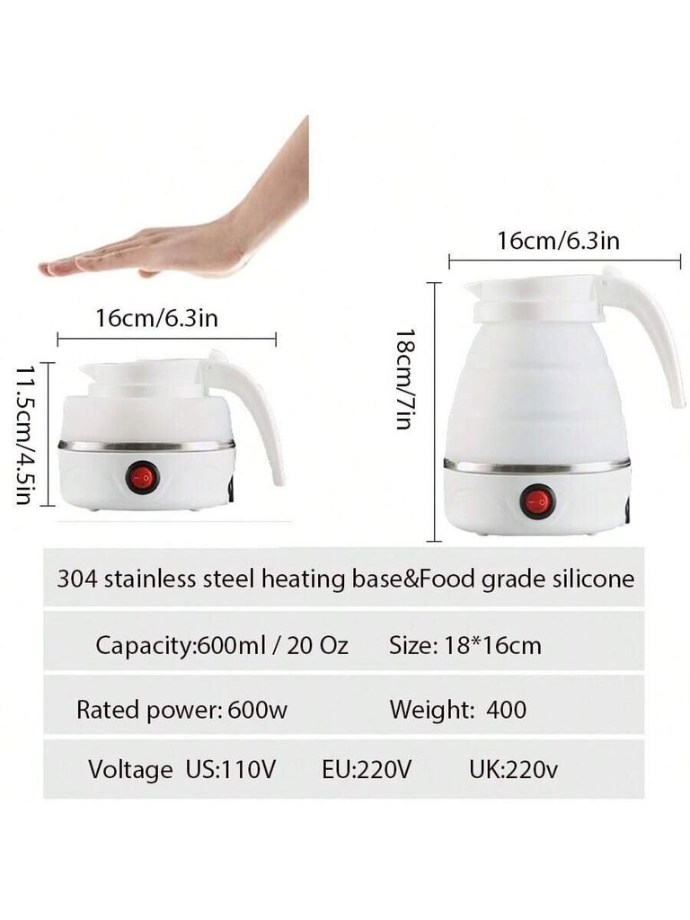 Taitettava kannettava vedenkeitin silikonilla, 6 minuuttia nopeasti kiehuva teekannu kahvipannu retkeilyyn tai matkustamiseen, kokoontaitettava vedenkeitin erillisellä hinta ja tiedot | Vedenkeittimet | hobbyhall.fi