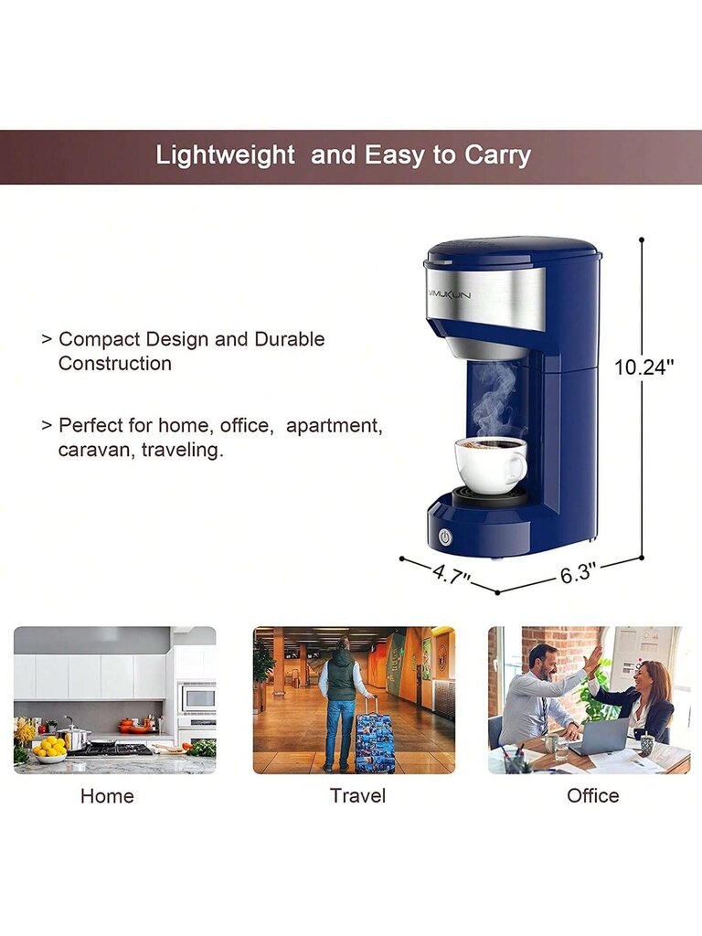 Yhden kupin kahvinkeitin Kahvinkeitin yhden kupin kapselille ja jauhetulle kahville, yhden kupin kahvinkeittimet 6–14 unssin säiliöllä, minikoko hinta ja tiedot | Kahvinkeittimet ja kahvikoneet | hobbyhall.fi