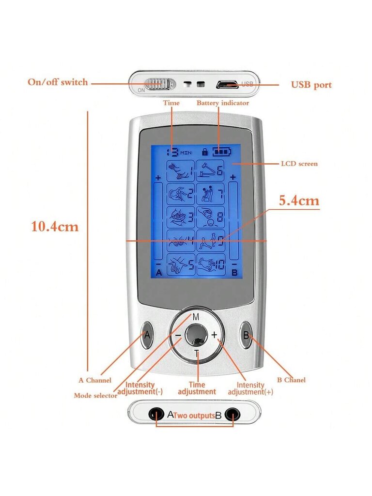 Tehdashintainen TENS-hierontalaite, 10 tilaa, 20 intensiteettiä, ladattava EMS elektroninen pulssivartalohierontalaite älykäs lihasstimulaattori 10 kpl elektrodilla hinta ja tiedot | Intiimipesutuotteet | hobbyhall.fi
