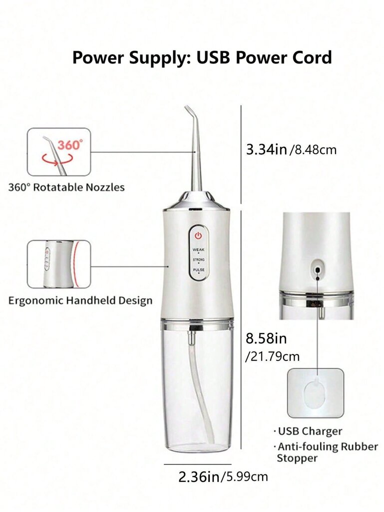 1 kpl ladattava kannettava kädessä pidettävä johdoton hampaiden puhdistusaine, sähköinen vesiflosser-suunhuuhtelulaite, jossa on 3 tilaa ja 4 suutinta kotisuunhoitoon hinta ja tiedot | Intiimipesutuotteet | hobbyhall.fi