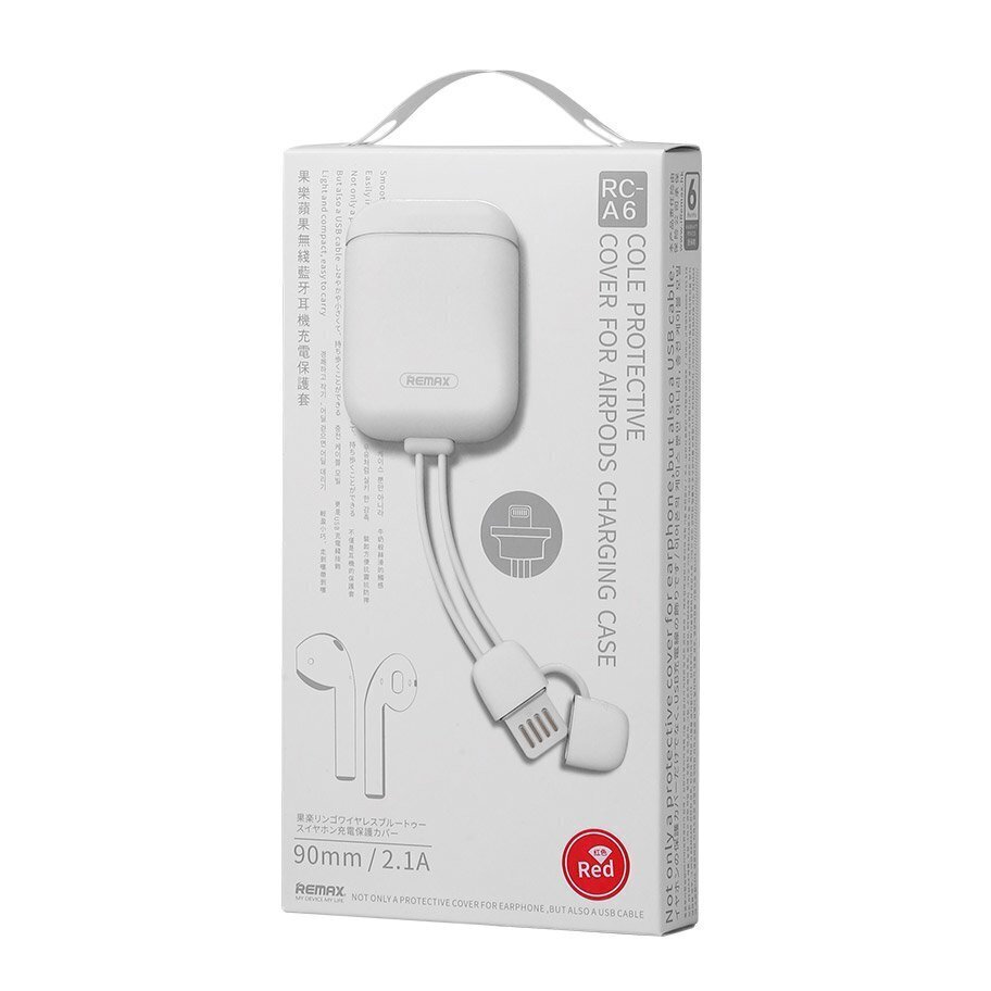 Remax AirPods Case Silica Gel Protector Airpods 1/2 + USB Lightning kaapeli / koukku musta hinta ja tiedot | Kuulokkeiden tarvikkeet | hobbyhall.fi