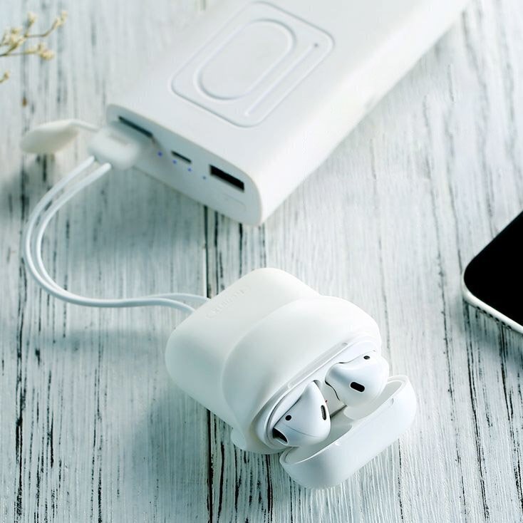 Remax AirPods Case Silica Gel Protector Airpods 1/2 + USB Lightning kaapeli / koukku musta hinta ja tiedot | Kuulokkeiden tarvikkeet | hobbyhall.fi