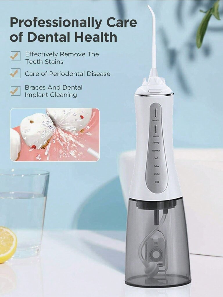 Fairywill Electric Water Dental Flosser -hammaspoisto: Kannettava johdoton suuhuuhtelulaite 350 ml:n ladattava matkakastelun puhdistusaine, vedenpitävä 6 Ti:lla hinta ja tiedot | Intiimipesutuotteet | hobbyhall.fi