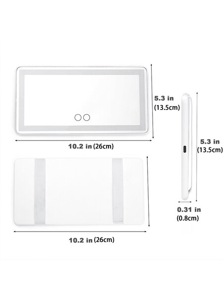 1kpl auton aurinkosuojapeili, auton tarvikkeet naisten sisustukseen, ladattava meikkipeili, jossa 3 valotilaa ja 60 LEDiä - Himmennettävä, kiinnitettävä takavi