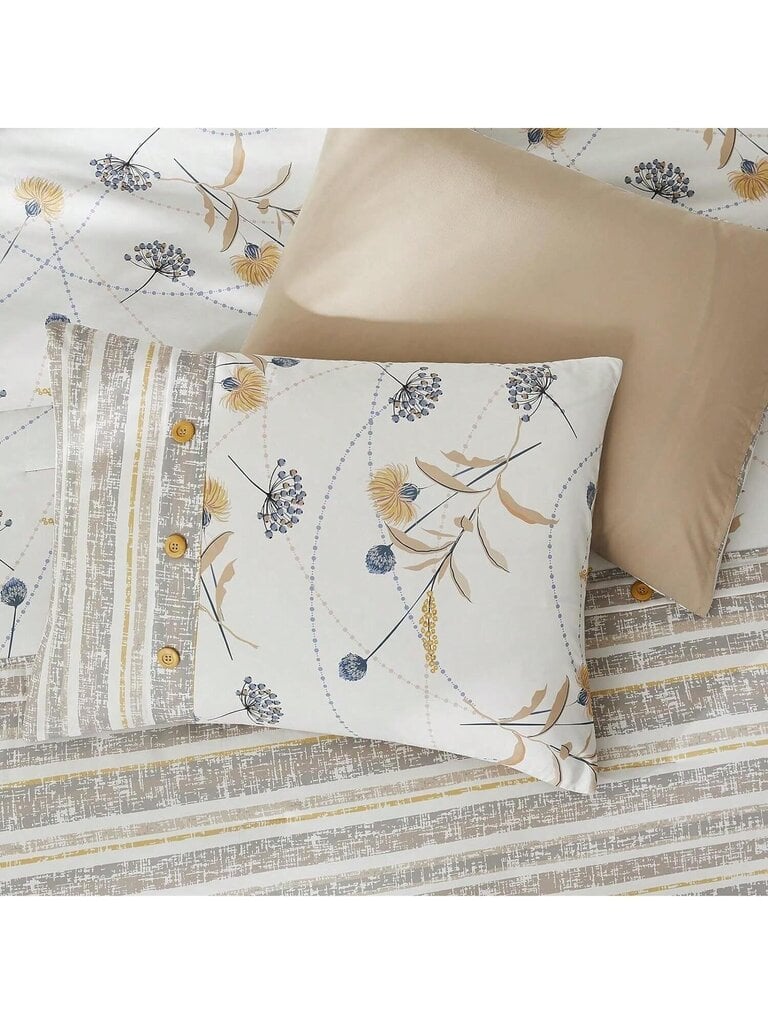 Homehours Queen -peittosetti, 8-osainen kukkapeitesetti, jossa lakanat queen-size-vuoteeseen, keltainen kukka ja raidallinen vuodevaatteet, Dr Pillow, Soft B hinta ja tiedot | Intiimipesutuotteet | hobbyhall.fi