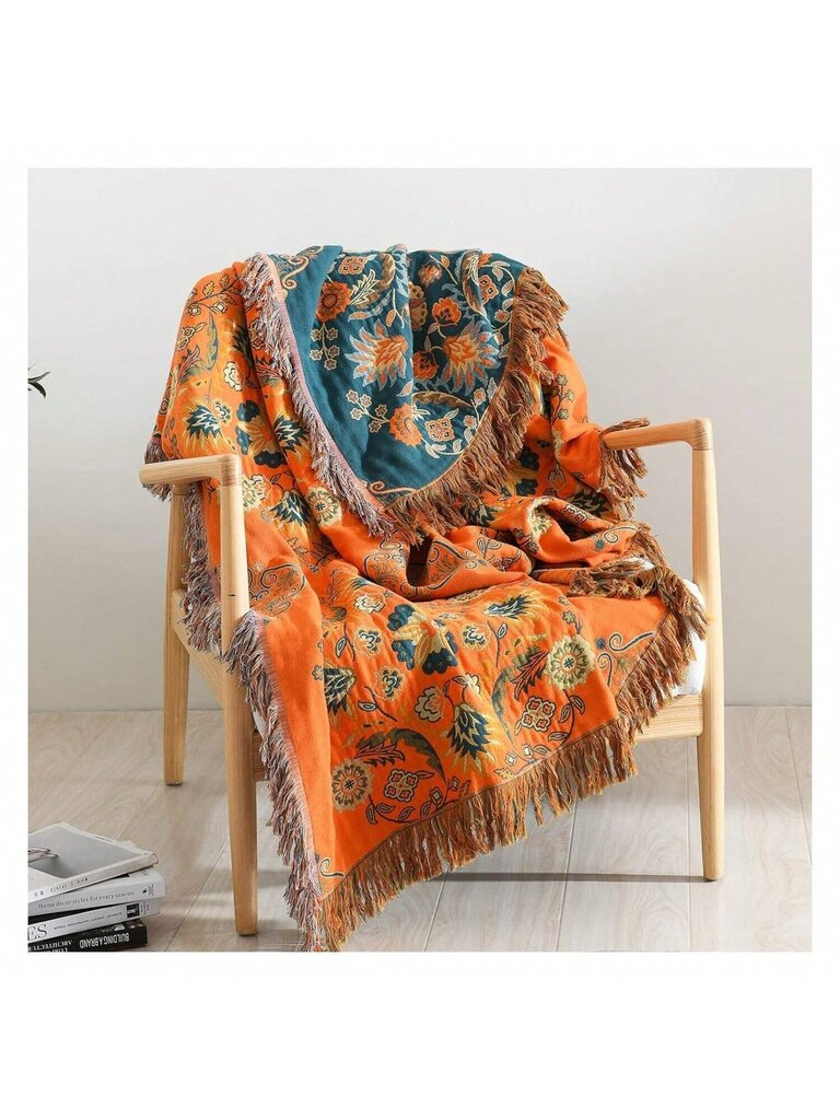 Homehours Orange Boho Queen Muslin -peitto, Bohemian kevyt peitto kesän Queen Size -peittoon, 100 % puuvillainen sidepeitto vuodesohvaan, käännettävä Queen hinta ja tiedot | Intiimipesutuotteet | hobbyhall.fi