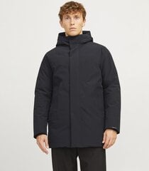 Jack & Jones miesten parka 200g 12258403*01, musta 5715603177855 hinta ja tiedot | Miesten pikkutakit | hobbyhall.fi