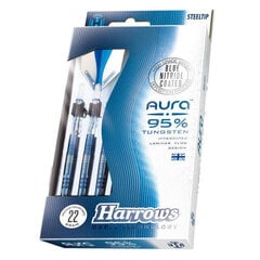 Darts Harrows Aura Darts 95% Steeltip, 3 kpl, sininen, harmaa hinta ja tiedot | Darts | hobbyhall.fi