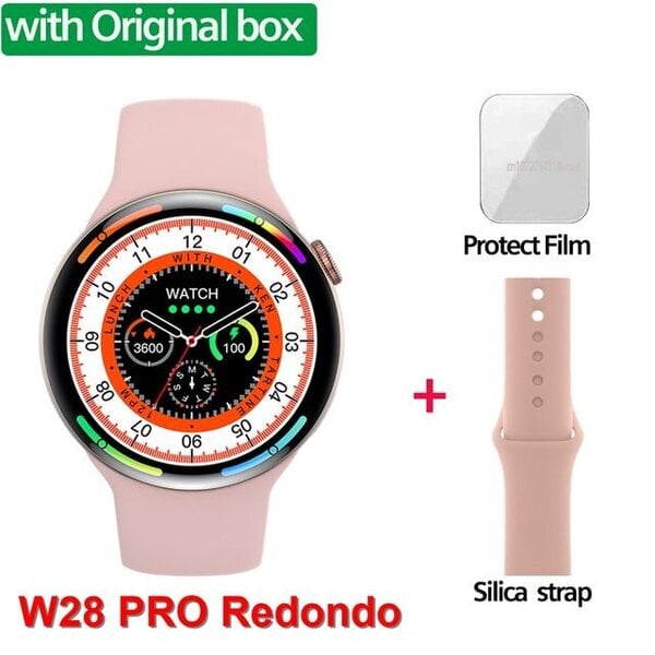 Alkuperäinen W28 PRO Redondo Smart Watch AdultNFC BT Call Langaton lataus EKG Pyöreä näyttö EKG IP68 Smartwatch Watch 8 Pro