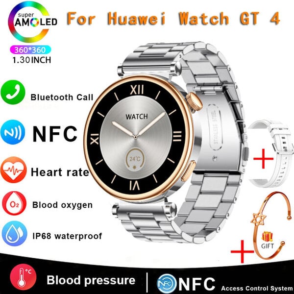 2024 Uusi GT4 Smart Watch Adult Watch 4 Sports Fitness HD -näyttö Bluetooth-puhelu NFC-sykeälykello Android IOS:lle