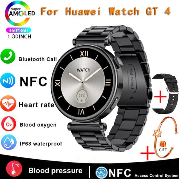 2024 Uusi GT4 Smart Watch Adult Watch 4 Sports Fitness HD -näyttö Bluetooth-puhelu NFC-sykeälykello Android IOS:lle