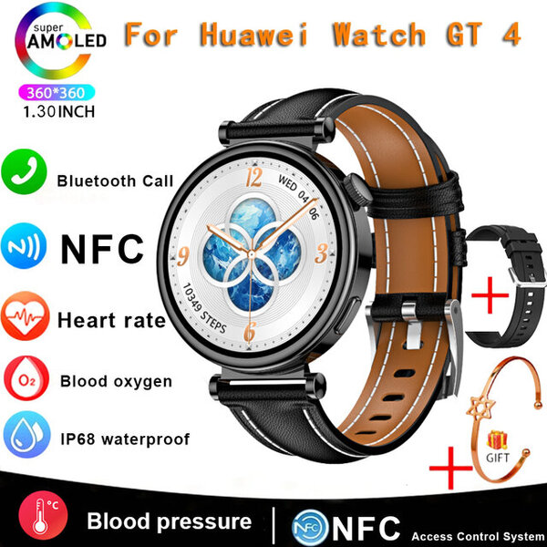 2024 Uusi GT4 Smart Watch Adult Watch 4 Sports Fitness HD -näyttö Bluetooth-puhelu NFC-sykeälykello Android IOS:lle