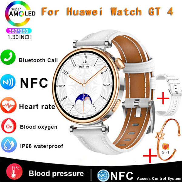 2024 Uusi GT4 Smart Watch Adult Watch 4 Sports Fitness HD -näyttö Bluetooth-puhelu NFC-sykeälykello Android IOS:lle