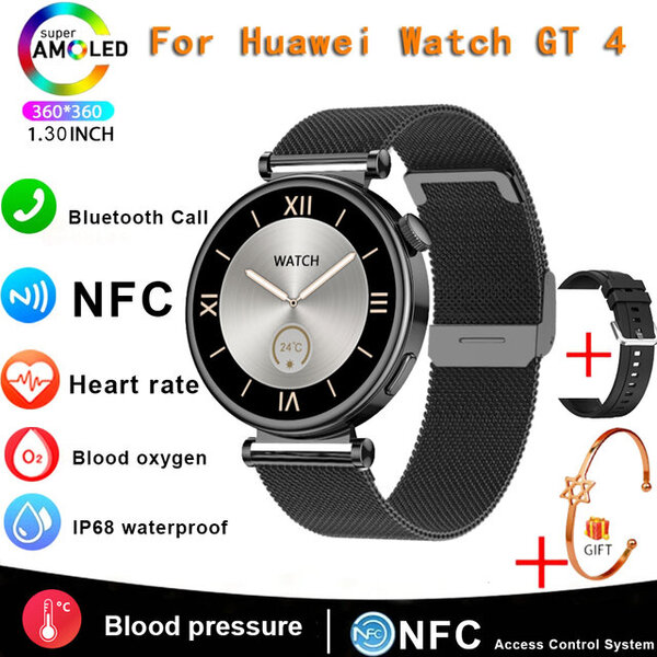 2024 Uusi GT4 Smart Watch Adult Watch 4 Sports Fitness HD -näyttö Bluetooth-puhelu NFC-sykeälykello Android IOS:lle