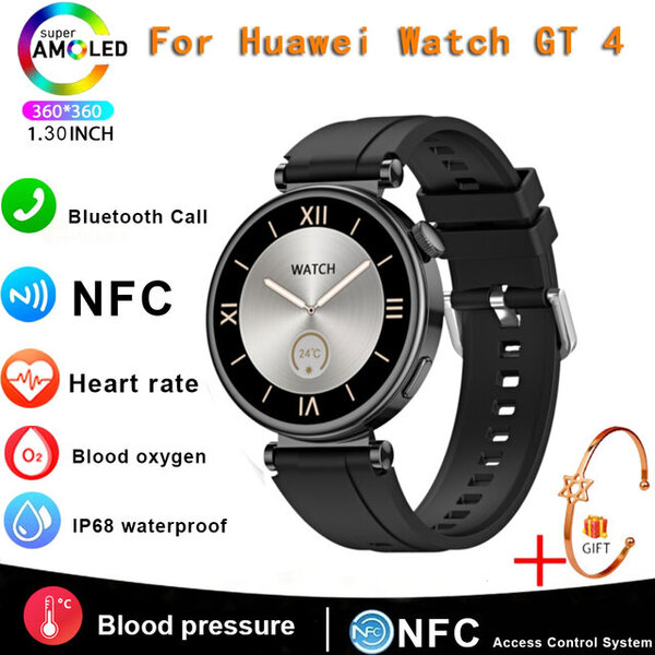 2024 Uusi GT4 Smart Watch Adult Watch 4 Sports Fitness HD -näyttö Bluetooth-puhelu NFC-sykeälykello Android IOS:lle