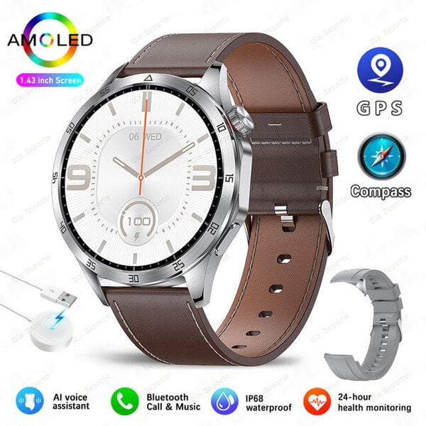 Uusi GT4 Max Smart Watch 1,43 tuuman 466 * 466 näytön chatGPT-älykello Bluetooth-puhelut NFC-kompassi GPS IP68 vedenpitävät älykellot