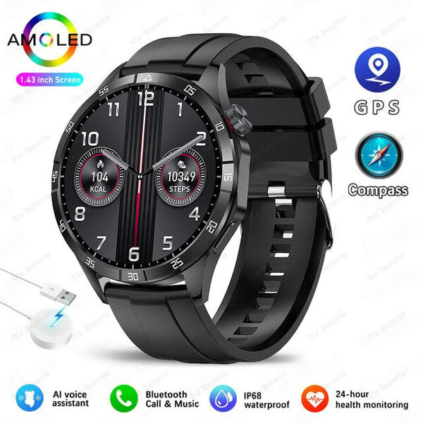 Uusi GT4 Max Smart Watch 1,43 tuuman 466 * 466 näytön chatGPT-älykello Bluetooth-puhelut NFC-kompassi GPS IP68 vedenpitävät älykellot