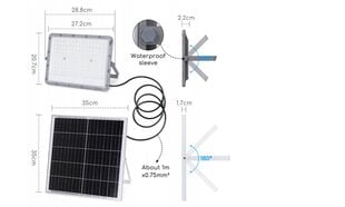 Ulkovalaisin aurinkoparistolla, 2000lm 200W hinta ja tiedot | Puutarha- ja ulkovalot | hobbyhall.fi