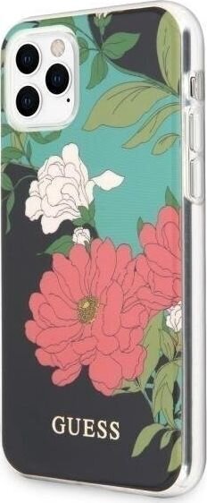 Takakuoret Guess Apple iPhone 11 Pro Flower Shiny Cover Musta. hinta ja tiedot | Puhelimen kuoret ja kotelot | hobbyhall.fi