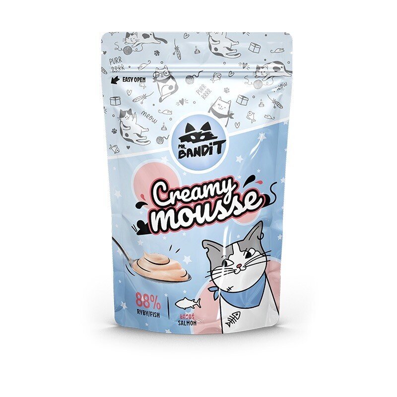 Mr. Bandit Creamy Mousse kissanherkku lohella, 60 g x 6 hinta ja tiedot | Kissan herkut | hobbyhall.fi