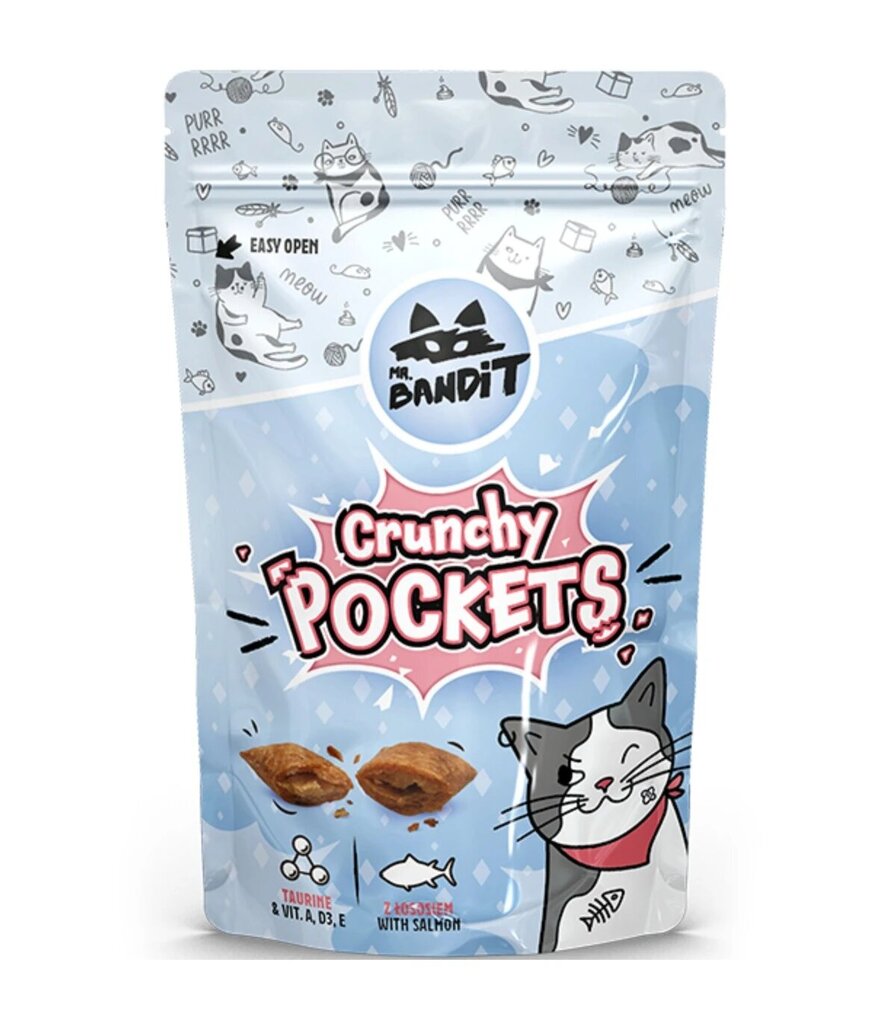 Mr. Bandit Crunchy taskut kissoille lohen kanssa, 40g x 6 hinta ja tiedot | Kissan herkut | hobbyhall.fi