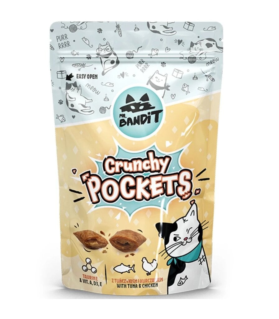 Mr. Bandit Crunchy Pockets kissoille tonnikalan ja kanan kanssa, 40 g x 6 hinta ja tiedot | Kissan herkut | hobbyhall.fi