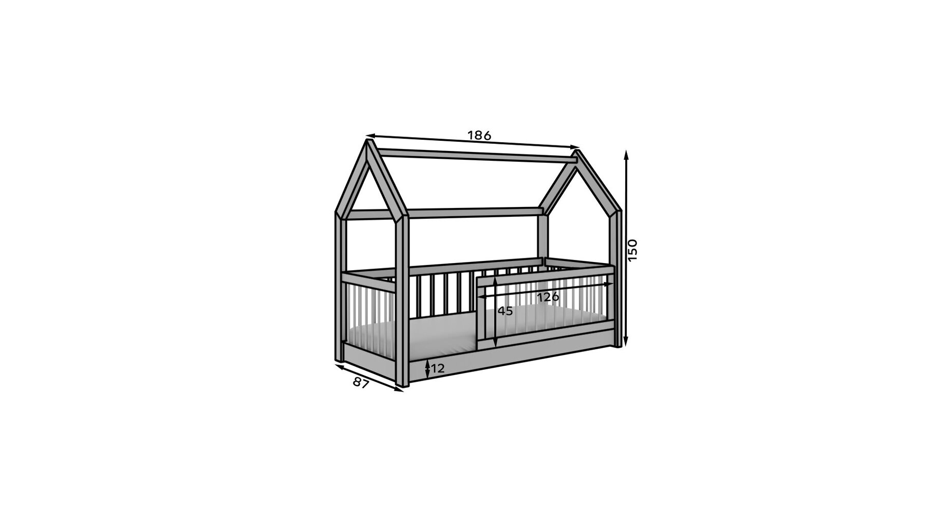 Sänky ADRK Furniture Graja, 80x180 cm, ruskea hinta ja tiedot | Lastensängyt | hobbyhall.fi