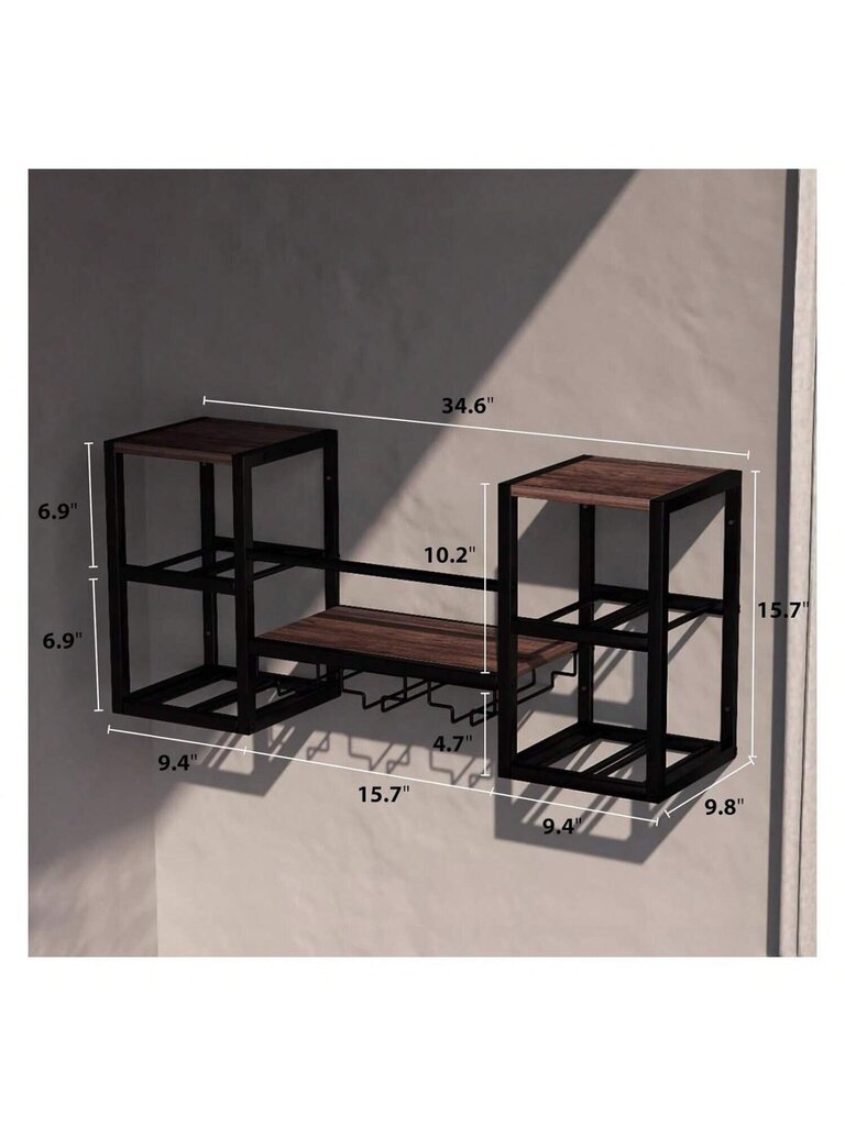 Kotitunnit Riippuva viiniteline Seinään kiinnitettävä, kelluva viinapullohylly, jossa 3 Team-lasipidikettä Viinihylly Baarihyllyt Kantateline Wall Wine Sto:lle hinta ja tiedot | Intiimipesutuotteet | hobbyhall.fi