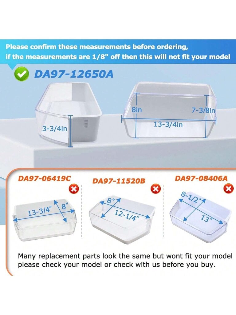 (1PACK) DA97-12650A,DA63-06963A,DA63-07104A Jääkaapin oven hyllykorikori (oikea puoli) Sopii malleihin Samsung RF260, RF261, RF263, Korvaa 2692337 AP562 hinta ja tiedot | Intiimipesutuotteet | hobbyhall.fi