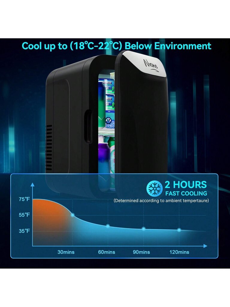 NXONE minijääkaappi, 8 tölkin / 6 litran pieni jääkaappi, 110 VAC / 12 V DC kannettava lämpösähköinen jäähdytin ja lämmitin pakastin ihonhoitopöytä pieni pieni jääkaappi F hinta ja tiedot | Intiimipesutuotteet | hobbyhall.fi