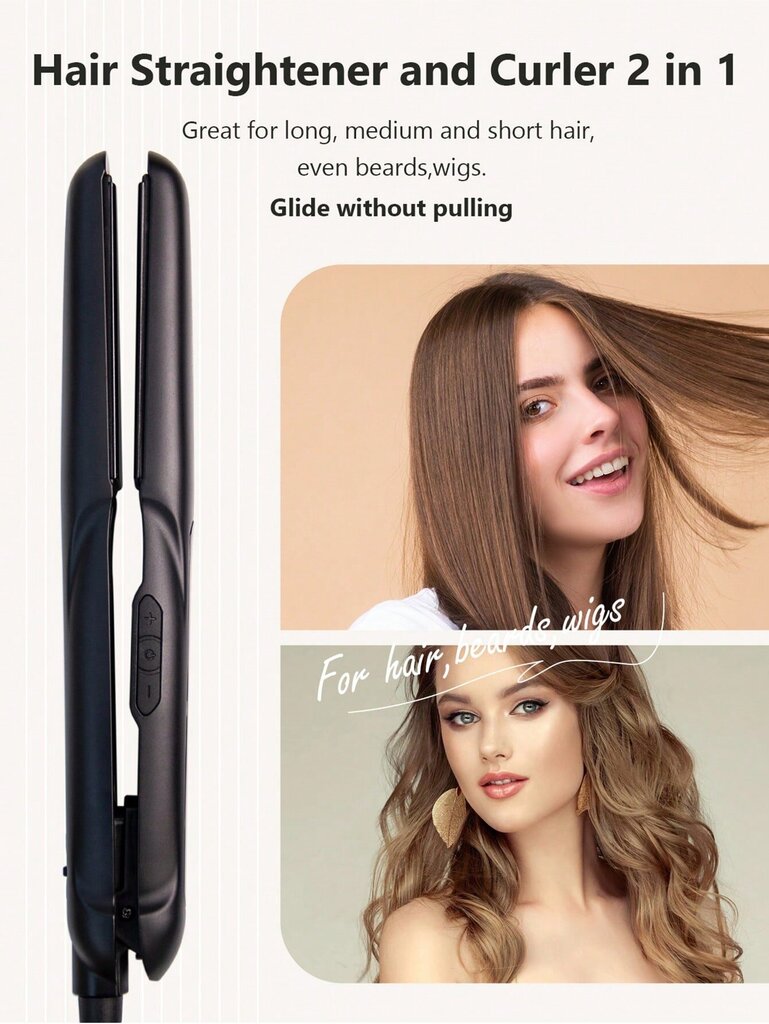 【US】ANGENIL Ammattimainen keraaminen litteärautainen hiusten suoristus ja kihartaja 2 in 1, Argan Oil Flat Iron Curling Iron In One, nopeasti lämpenevä hiusten suoristus hinta ja tiedot | Intiimipesutuotteet | hobbyhall.fi