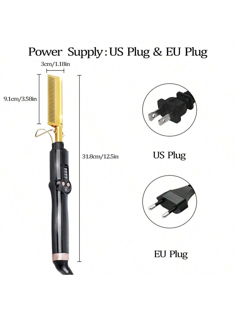 Kuumakampa, Suoristuskampa peruukkeille, Hot Comb Suoristuskampa, 220℃ Korkea lämpö kaksoisjännitteellä, Kannettava keraaminen parransuoristusharja, Anti-s hinta ja tiedot | Suoristusraudat ja kihartimet | hobbyhall.fi