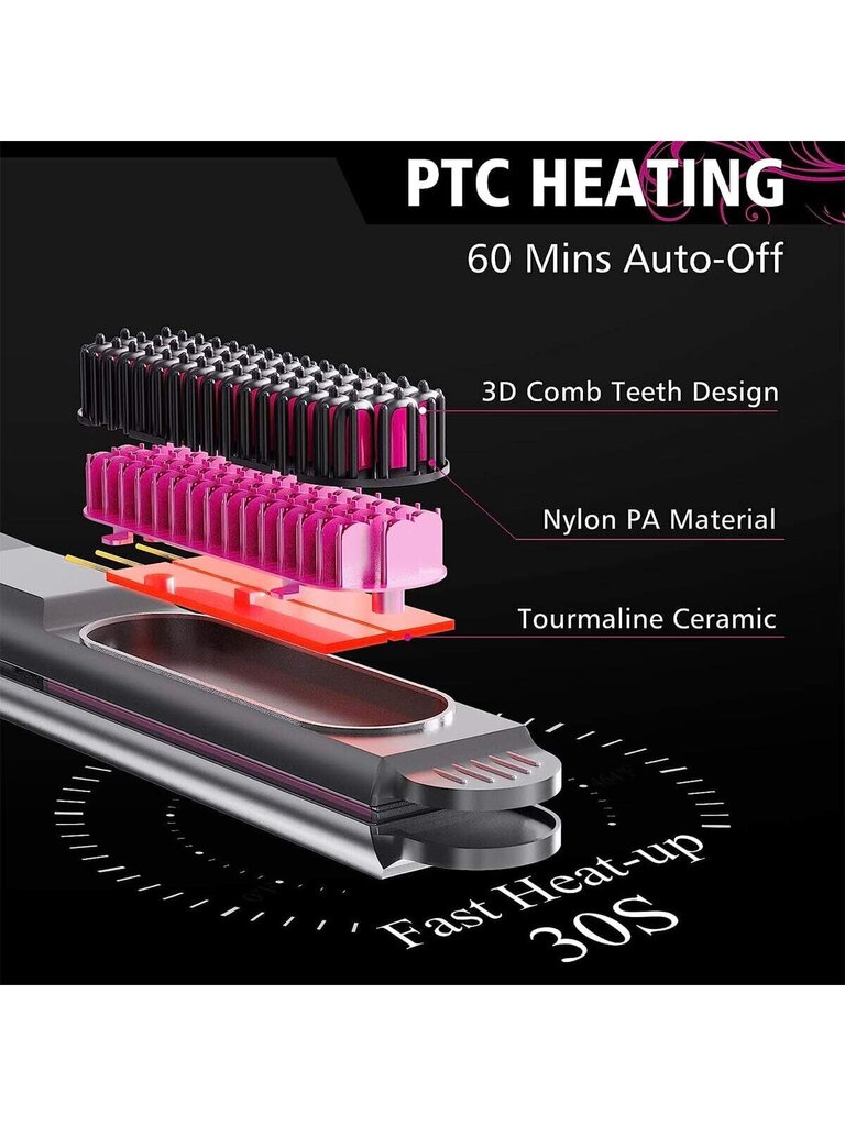 Hiusten suoristus - Curling lron 3-in-1, suoristusrauta naisille, hiusharjat 12 lämpötilan suoristusharjalla hinta ja tiedot | Intiimipesutuotteet | hobbyhall.fi